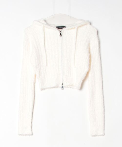 é shaggy knit zipper hoodie ホワイト パーカー é shaggy knit zipper hoodie ホワイト é shaggy knit zipper