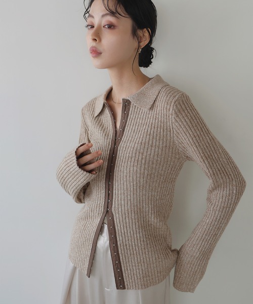 【美品】コムデギャルソン　ニットポロシャツ・切替デザイン・ボーダー柄　S 美品】コムデギャルソン ニットポロシャツ・切替デザイン