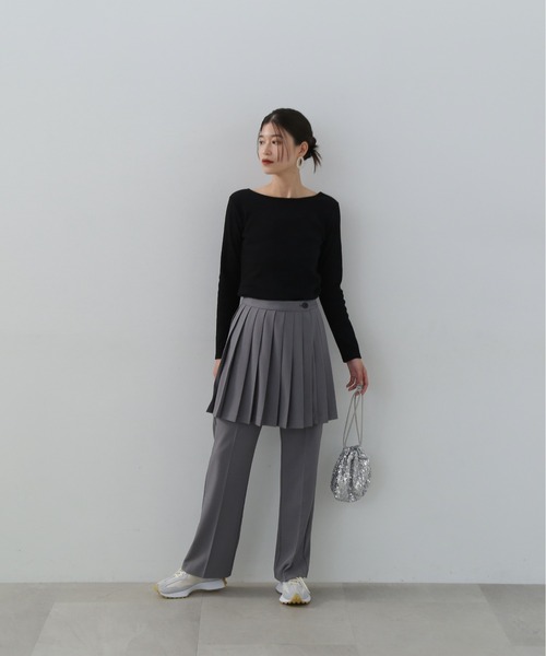 N.(N. Natural Beauty Basic)(エヌエヌナチュラルビューティーベーシック)の「◆テレコボートネックカットソー(Tシャツ/カットソー・レディース・ブラック/オフホワイト/ベージュ・MEDIUM)」の14枚目の写真