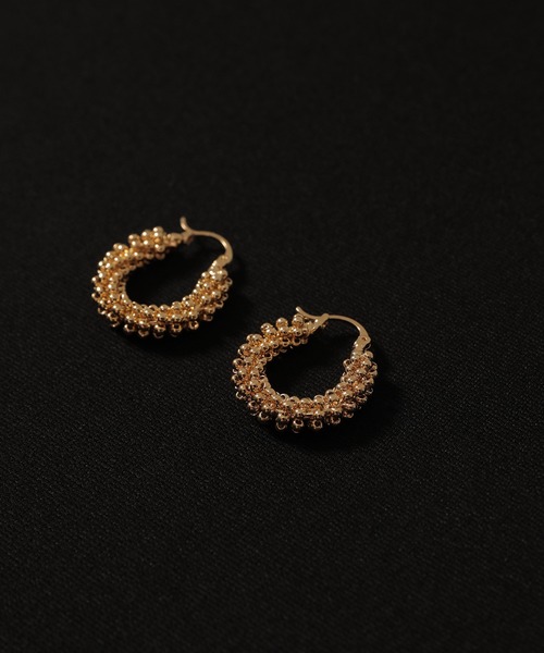 voov(ブーブ)の「メタルビーズ つぶつぶ フープピアス キャッチレス(ピアス(両耳用)・レディース・ゴールド/シルバー・フリー)」の3枚目の写真