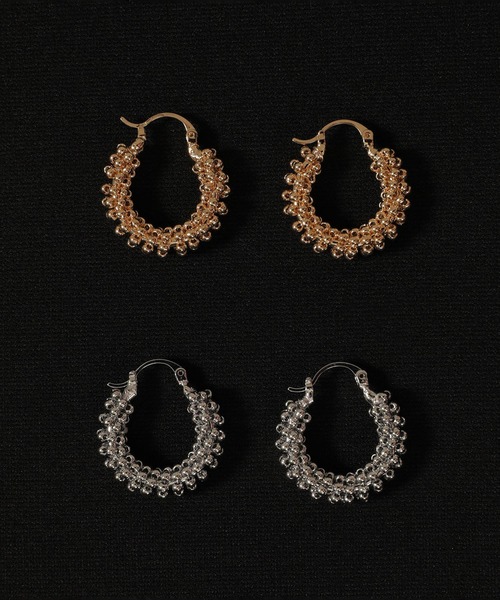voov(ブーブ)の「メタルビーズ つぶつぶ フープピアス キャッチレス(ピアス(両耳用)・レディース・ゴールド/シルバー・フリー)」の5枚目の写真