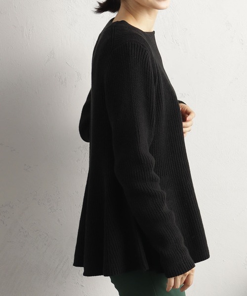 FOUND GOOD（ファウンドグッド）の「ペプラムニットカーデ（カーディガン/ボレロ・レディース・グレー系5/ブラック/アイボリー/ベージュ・L/M/S）」の6枚目の写真