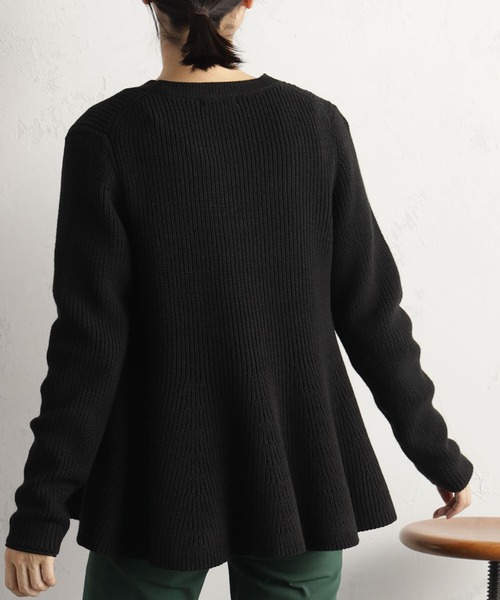 FOUND GOOD（ファウンドグッド）の「ペプラムニットカーデ（カーディガン/ボレロ・レディース・グレー系5/ブラック/アイボリー/ベージュ・L/M/S）」の7枚目の写真