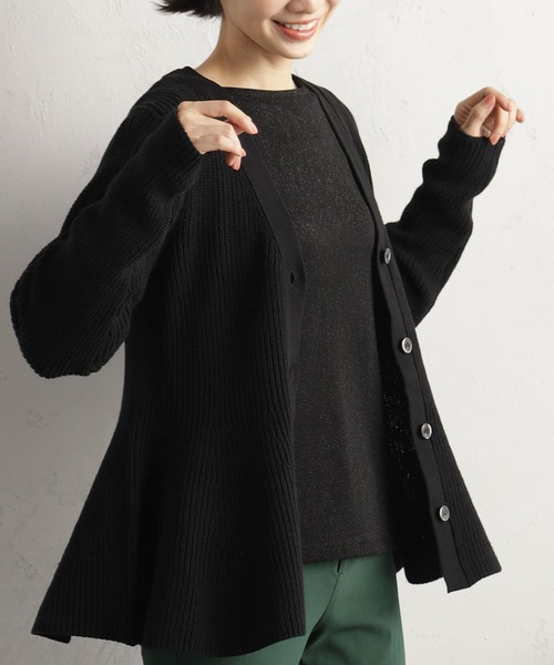 FOUND GOOD（ファウンドグッド）の「ペプラムニットカーデ（カーディガン/ボレロ・レディース・グレー系5/ブラック/アイボリー/ベージュ・L/M/S）」の8枚目の写真