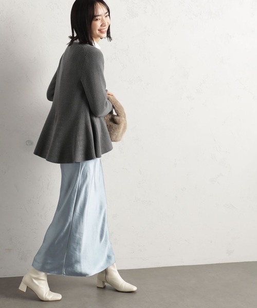 FOUND GOOD（ファウンドグッド）の「ペプラムニットカーデ（カーディガン/ボレロ・レディース・グレー系5/ブラック/アイボリー/ベージュ・L/M/S）」の9枚目の写真