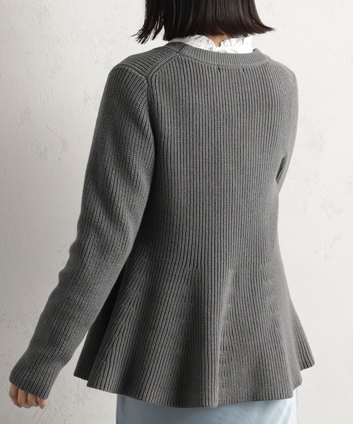 FOUND GOOD（ファウンドグッド）の「ペプラムニットカーデ（カーディガン/ボレロ・レディース・グレー系5/ブラック/アイボリー/ベージュ・L/M/S）」の11枚目の写真