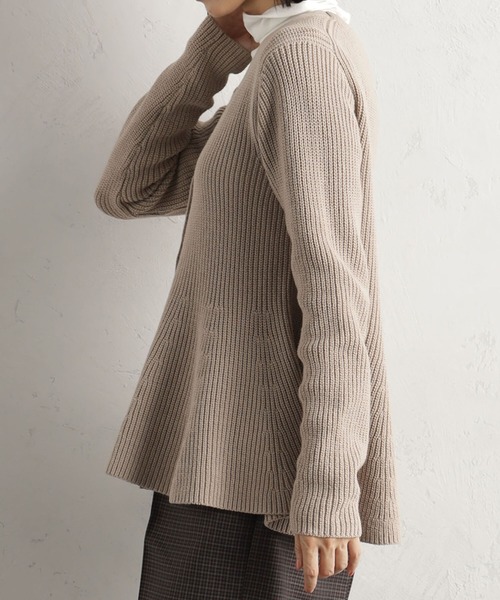 FOUND GOOD（ファウンドグッド）の「ペプラムニットカーデ（カーディガン/ボレロ・レディース・グレー系5/ブラック/アイボリー/ベージュ・L/M/S）」の13枚目の写真