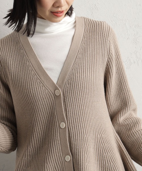 FOUND GOOD（ファウンドグッド）の「ペプラムニットカーデ（カーディガン/ボレロ・レディース・グレー系5/ブラック/アイボリー/ベージュ・L/M/S）」の14枚目の写真