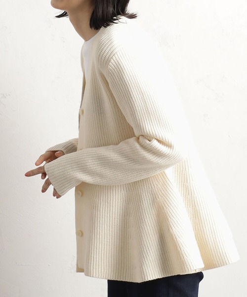 FOUND GOOD（ファウンドグッド）の「ペプラムニットカーデ（カーディガン/ボレロ・レディース・グレー系5/ブラック/アイボリー/ベージュ・L/M/S）」の18枚目の写真