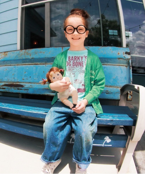 DENIM DUNGAREE(デニムダンガリー)の「Tompkin Cotton Jersey PENGUIN Cardigan(カーディガン/ボレロ・キッズ・ライトグリーン/ブラック・130)」の9枚目の写真