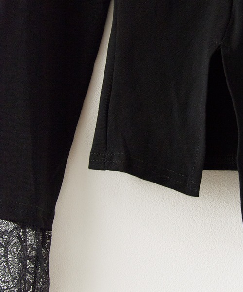 AO2(アオズ)の「▲Cuff Lace Front Gather Tops / 袖口レースフロントギャザートップス(Tシャツ/カットソー・レディース・グレー/ブラック/ホワイト・FREE)」の7枚目の写真