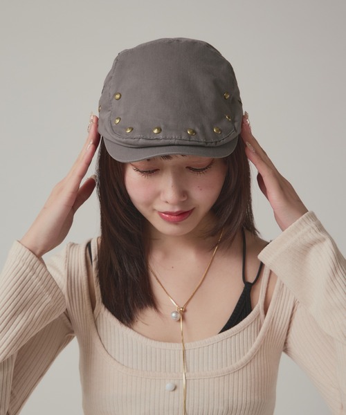 BLANK　（ブランク）の「Studs Hunting / スタッズハンチング帽（ハンチング/ベレー帽・レディース・グレー・FREE）」の4枚目の写真