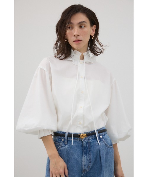 【美品】MACHATT フリル スタンドカラー ブラウス ネイビー F 美品】MACHATT フリル スタンドカラー ブラウス ネイビー F 楽天