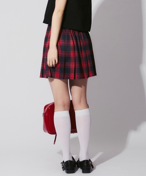 JilLA(ジルア)の「Check Pleated Mini Skirt / チェック柄プリーツミニスカート(スカート・レディース・ブラック/レッド/チェック・FREE)」の8枚目の写真