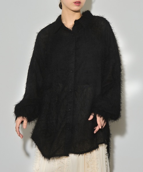MAISON BREEZE reveur（メゾンブリーズレヴール）の「【MAISON BREEZE reveur】フェザーシアーシャツ trc（シャツ/ブラウス・レディース・ブラック/ホワイト/アイボリー・FREE）」の3枚目の写真