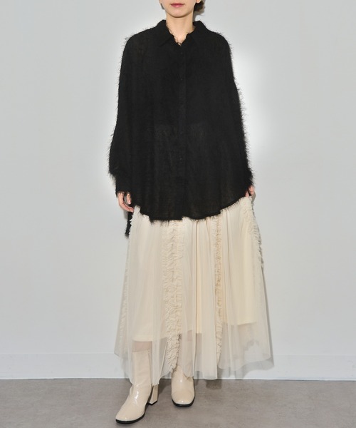 MAISON BREEZE reveur（メゾンブリーズレヴール）の「【MAISON BREEZE reveur】フェザーシアーシャツ trc（シャツ/ブラウス・レディース・ブラック/ホワイト/アイボリー・FREE）」の7枚目の写真