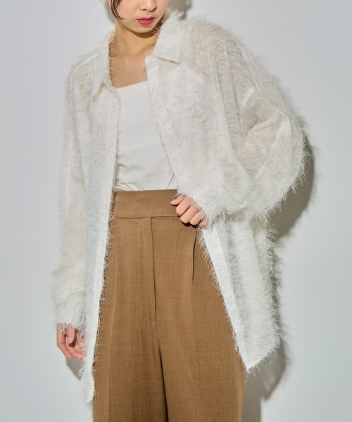 MAISON BREEZE reveur（メゾンブリーズレヴール）の「【MAISON BREEZE reveur】フェザーシアーシャツ trc（シャツ/ブラウス・レディース・ブラック/ホワイト/アイボリー・FREE）」の12枚目の写真