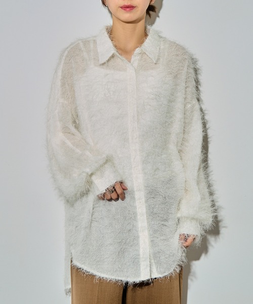 MAISON BREEZE reveur（メゾンブリーズレヴール）の「【MAISON BREEZE reveur】フェザーシアーシャツ trc（シャツ/ブラウス・レディース・ブラック/ホワイト/アイボリー・FREE）」の10枚目の写真