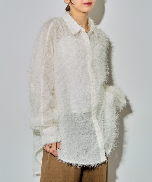 MAISON BREEZE reveur（メゾンブリーズレヴール）の「【MAISON BREEZE reveur】フェザーシアーシャツ trc（シャツ/ブラウス・レディース・ブラック/ホワイト/アイボリー・FREE）」の11枚目の写真