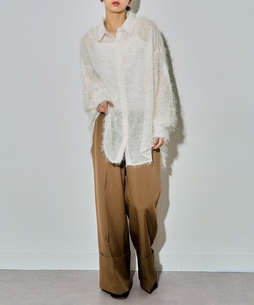 MAISON BREEZE reveur（メゾンブリーズレヴール）の「【MAISON BREEZE reveur】フェザーシアーシャツ trc（シャツ/ブラウス・レディース・ブラック/ホワイト/アイボリー・FREE）」の13枚目の写真