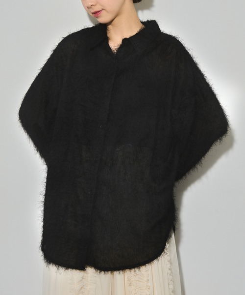 MAISON BREEZE reveur（メゾンブリーズレヴール）の「【MAISON BREEZE reveur】フェザーシアーシャツ trc（シャツ/ブラウス・レディース・ブラック/ホワイト/アイボリー・FREE）」の4枚目の写真