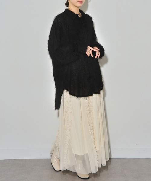 MAISON BREEZE reveur（メゾンブリーズレヴール）の「【MAISON BREEZE reveur】フェザーシアーシャツ trc（シャツ/ブラウス・レディース・ブラック/ホワイト/アイボリー・FREE）」の8枚目の写真