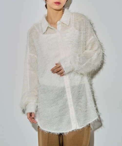 MAISON BREEZE reveur（メゾンブリーズレヴール）の「【MAISON BREEZE reveur】フェザーシアーシャツ trc（シャツ/ブラウス・レディース・ブラック/ホワイト/アイボリー・FREE）」の22枚目の写真