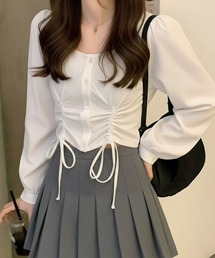 Mejoul（メジュール）の「【大好評につき新色追加】ギンガムチェックドロストスクエアネックブラウス（シャツ/ブラウス）」