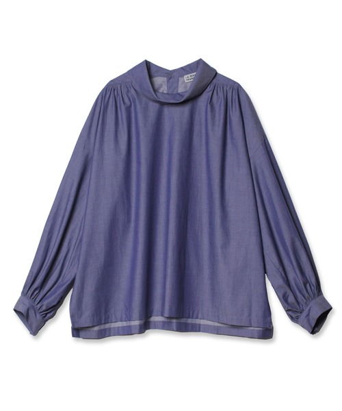 LA MARINE FRANCAISE（マリン フランセーズ）の「オーガニックコットンロールカラーブラウス（シャツ/ブラウス・レディース・ホワイト/ブルー・FREE）」の2枚目の写真