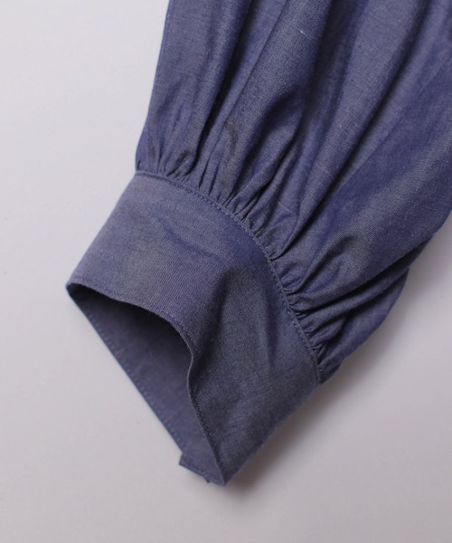 LA MARINE FRANCAISE（マリン フランセーズ）の「オーガニックコットンロールカラーブラウス（シャツ/ブラウス・レディース・ホワイト/ブルー・FREE）」の4枚目の写真