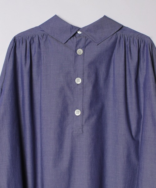 LA MARINE FRANCAISE（マリン フランセーズ）の「オーガニックコットンロールカラーブラウス（シャツ/ブラウス・レディース・ホワイト/ブルー・FREE）」の6枚目の写真