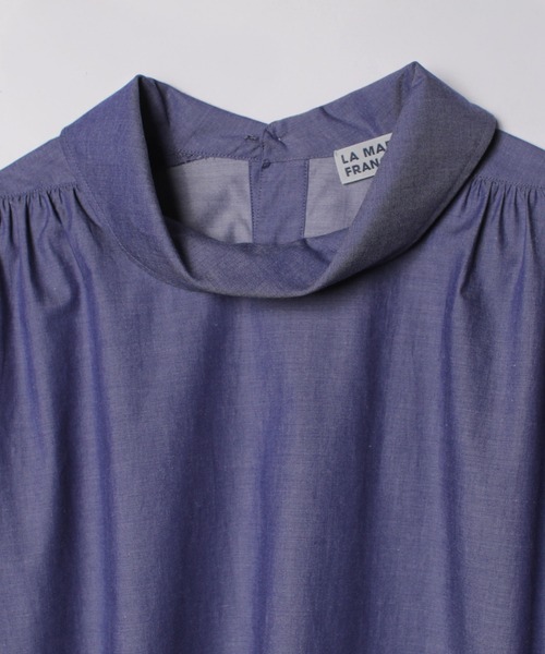 LA MARINE FRANCAISE（マリン フランセーズ）の「オーガニックコットンロールカラーブラウス（シャツ/ブラウス・レディース・ホワイト/ブルー・FREE）」の7枚目の写真