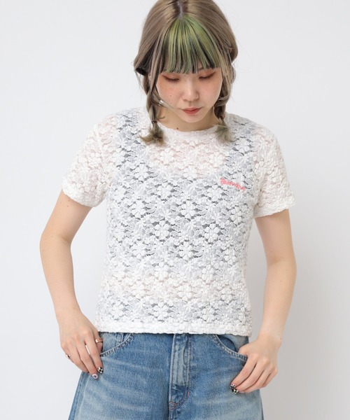 RNA(アールエヌエー)の「M2407 フラワージャガードT(Tシャツ/カットソー・レディース・ホワイト/ブラック/ライトイエロー・MEDIUM)」の2枚目の写真