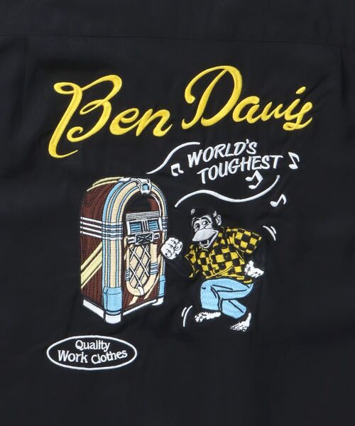 BEN DAVIS(ベンデイビス)の「【BEN DAVIS(ベンデイビス)】JUKEBOX O/C SHIRT / チェック シャツ 半袖 刺繍 オープンカラー(シャツ/ブラウス・メンズ・ブラック/アイボリー・MEDIUM/LARGE/X-LARGE)」の6枚目の写真
