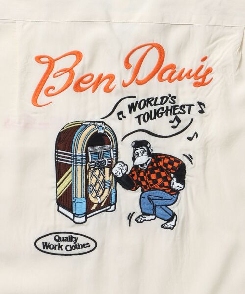 BEN DAVIS(ベンデイビス)の「【BEN DAVIS(ベンデイビス)】JUKEBOX O/C SHIRT / チェック シャツ 半袖 刺繍 オープンカラー(シャツ/ブラウス・メンズ・ブラック/アイボリー・MEDIUM/LARGE/X-LARGE)」の10枚目の写真