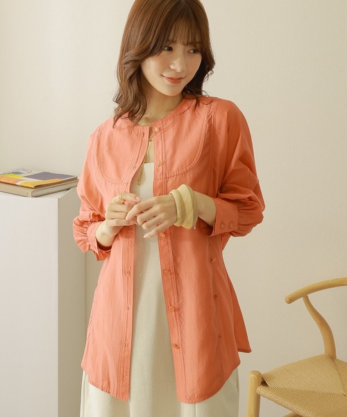 ブラウス シャツ 2way no collar yoke shirt /2way ノーカラー ヨーク シャツ レディース 2way no collar yoke shirt /2way ノーカラー ヨーク シャツ