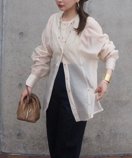 ブラウス シャツ 2way no collar yoke shirt /2way ノーカラー ヨーク シャツ レディース 2way no collar yoke shirt /2way ノーカラー ヨーク シャツ