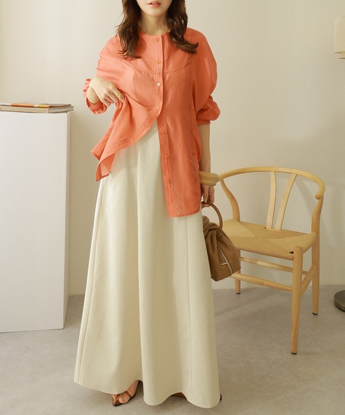 ブラウス シャツ 2way no collar yoke shirt /2way ノーカラー ヨーク シャツ レディース 2way no collar yoke shirt /2way ノーカラー ヨーク シャツ