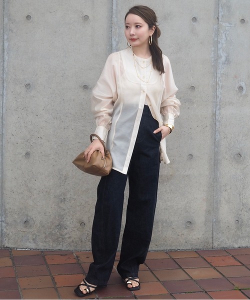 ブラウス シャツ 2way no collar yoke shirt /2way ノーカラー ヨーク シャツ レディース 2way no collar yoke shirt /2way ノーカラー ヨーク シャツ