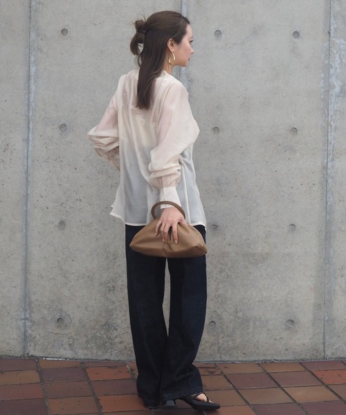 LAULEN(ローレン)の「2way no collar yoke shirt /2way ノーカラー ヨーク シャツ(シャツ/ブラウス・レディース・オレンジ/アイボリー・FREE)」の11枚目の写真