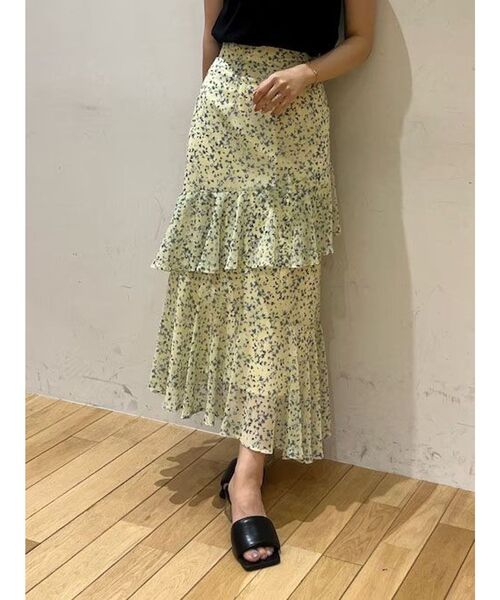 LAGUNAMOON（ラグナムーン）の「楊柳プリントアシンメトリーティアードスカート（スカート・レディース・ブラック/ライトグリーン/アイボリー・SMALL/MEDIUM）」の17枚目の写真