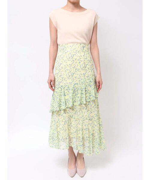 LAGUNAMOON（ラグナムーン）の「楊柳プリントアシンメトリーティアードスカート（スカート・レディース・ブラック/ライトグリーン/アイボリー・SMALL/MEDIUM）」の10枚目の写真