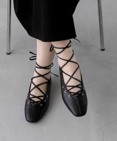 セール】編み上げ レースアップ シューズ（バレエシューズ）｜menue