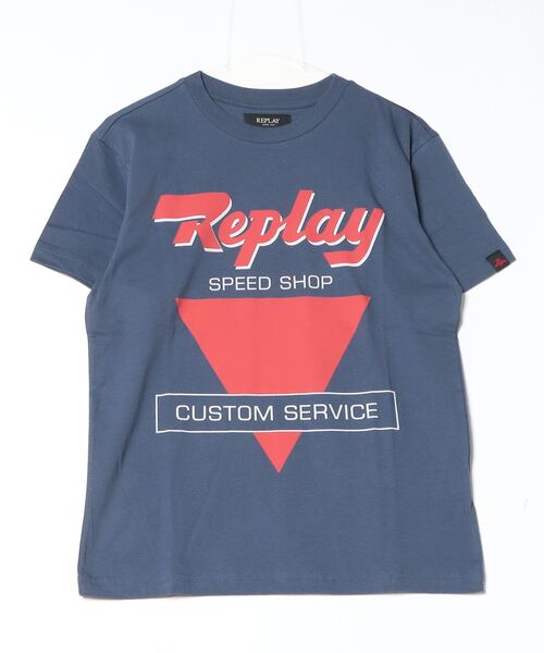 REPLAY(リプレイ)の「コットンジャ-ジーバイカープリントTシャツ(Tシャツ/カットソー・メンズ・ブルー/ホワイト・SMALL/MEDIUM/LARGE/X-LARGE)」の1枚目の写真