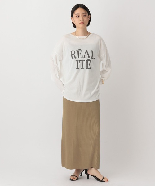 A part by（アパートバイ）の「シアーロゴロンT（Tシャツ/カットソー・レディース・チャコールグレー/ブラウン/オフホワイト・FREE）」の5枚目の写真