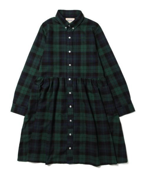 BEAMS BOY（ビームスボーイ）の「BEAMS BOY / ネル切替 ロングスリーブ（シャツワンピース・レディース・ホワイト/インディゴブルー/ネイビー・ONE SIZE）」の10枚目の写真