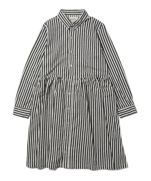 BEAMS BOY（ビームスボーイ）の「BEAMS BOY / ネル切替 ロングスリーブ（シャツワンピース・レディース・ホワイト/インディゴブルー/ネイビー・ONE SIZE）」の12枚目の写真