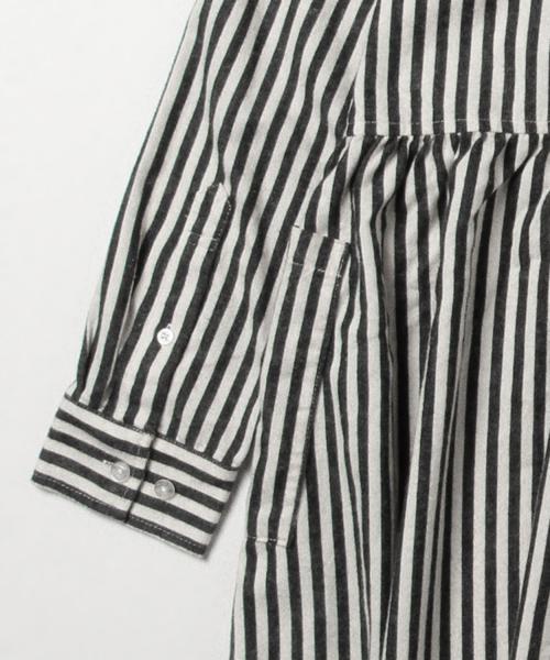 BEAMS BOY（ビームスボーイ）の「BEAMS BOY / ネル切替 ロングスリーブ（シャツワンピース・レディース・ホワイト/インディゴブルー/ネイビー・ONE SIZE）」の4枚目の写真