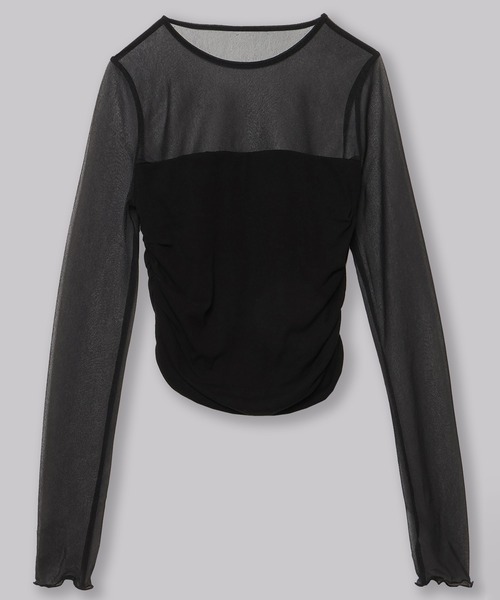 THINGS THAT MATTER（シングス ザット マター）の「THINGS THAT MATTER SHEER & DRAPE RIB TOPS（その他トップス・レディース・ベージュ/ブラック・FREE）」の10枚目の写真