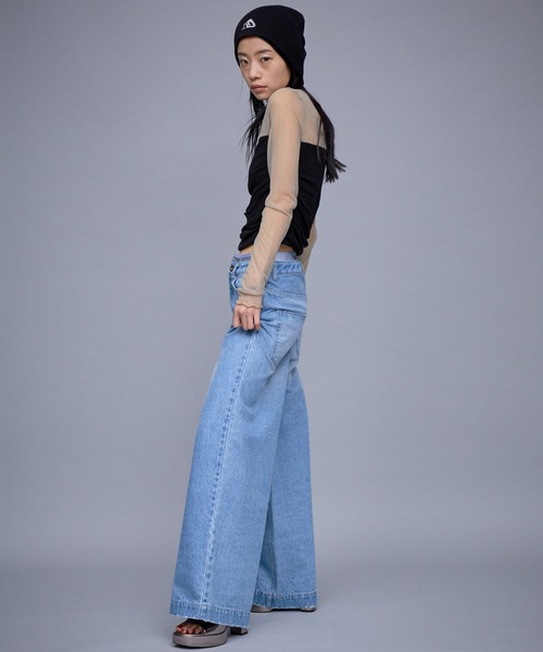 THINGS THAT MATTER（シングス ザット マター）の「THINGS THAT MATTER SHEER & DRAPE RIB TOPS（その他トップス・レディース・ベージュ/ブラック・FREE）」の6枚目の写真